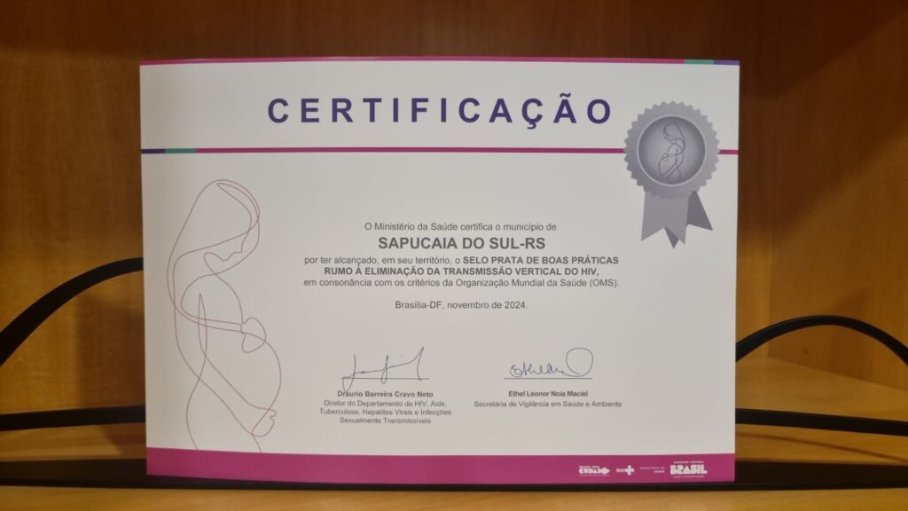 Sapucaia do Sul recebe selo prata por ações de combate à transmissão vertical do HIV